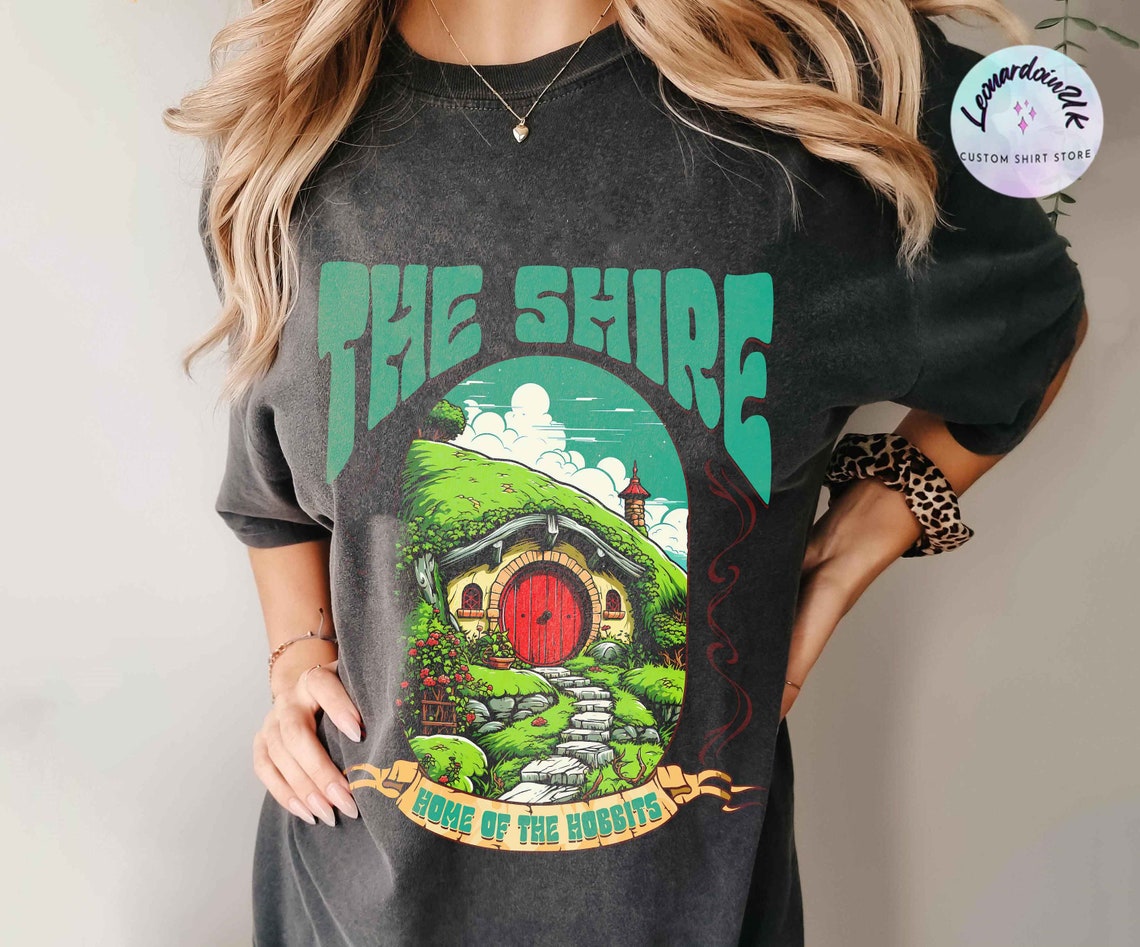The Shire Shirt, Distressed Fantasy Merch, Tolkien Aragorn Frodo Baggins Elven Elrond the Fellowship Bookish Shirt, Hobbit Shirt