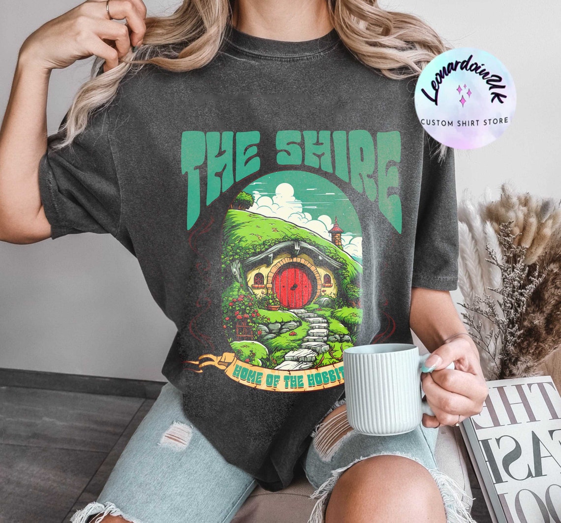 The Shire Shirt, Distressed Fantasy Merch, Tolkien Aragorn Frodo Baggins Elven Elrond the Fellowship Bookish Shirt, Hobbit Shirt