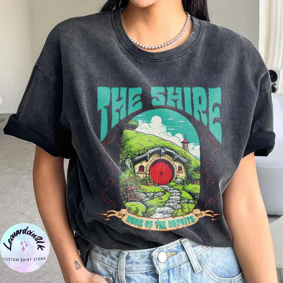 The Shire Shirt, Distressed Fantasy Merch, Tolkien Aragorn Frodo Baggins Elven Elrond the Fellowship Bookish Shirt, Hobbit Shirt