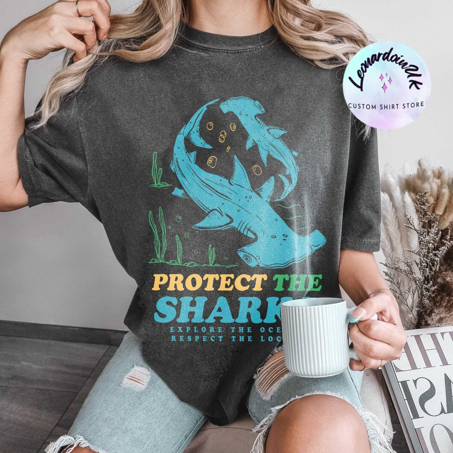 Protect the Sharks Shirt, Shark Comfort Color Shirt, Shark Shirt, VSCO Shirt, Surfing Shirt, Respect the Locals Shirt, Shark Lover Gift