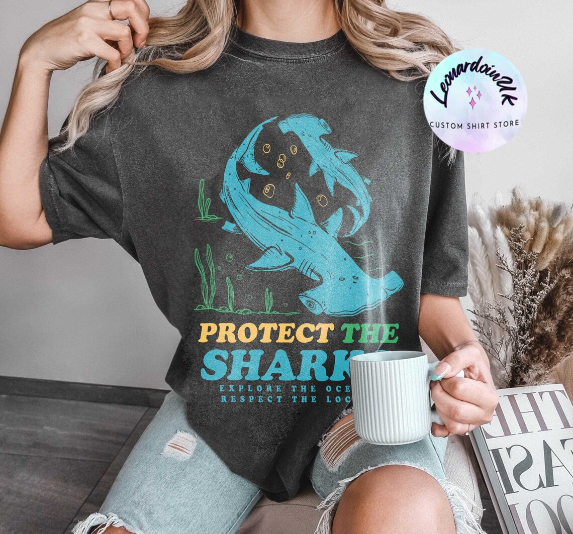 Protect the Sharks Shirt, Shark Comfort Color Shirt, Shark Shirt, VSCO Shirt, Surfing Shirt, Respect the Locals Shirt, Shark Lover Gift