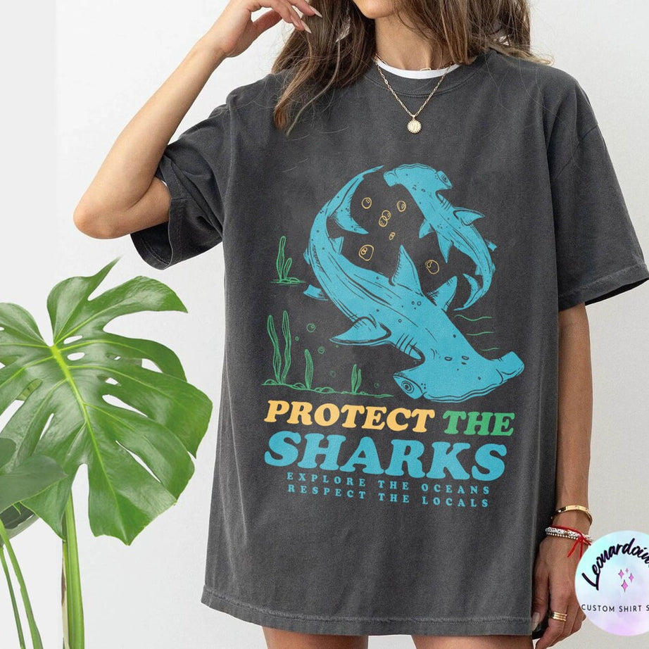 Protect the Sharks Shirt, Shark Comfort Color Shirt, Shark Shirt, VSCO Shirt, Surfing Shirt, Respect the Locals Shirt, Shark Lover Gift