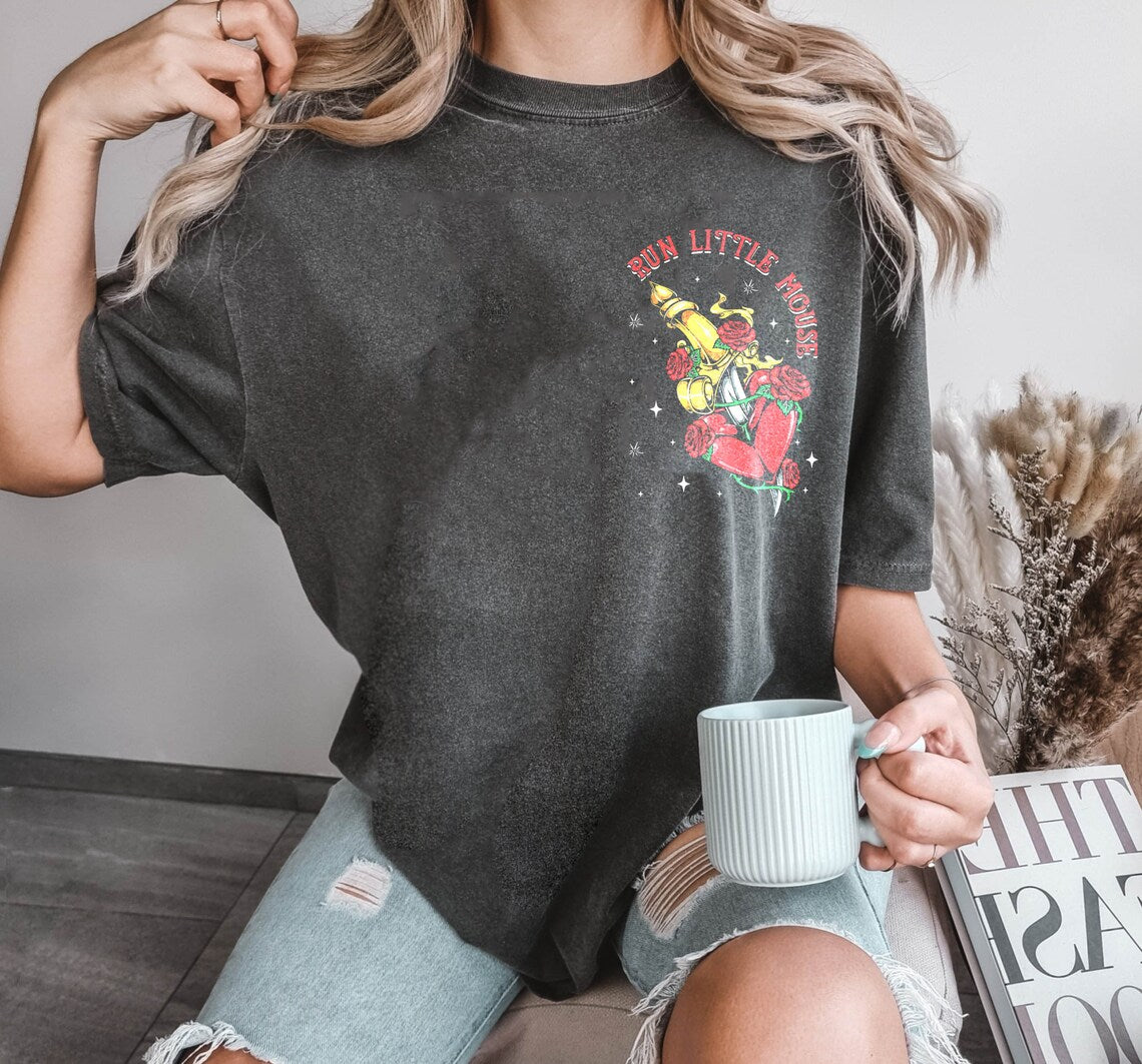 Run Little Mouse Comfort Color Shirt, Haunting Adeline Shirt, Dark Romance Merch, Smut Reader, Women's Book Lover Gift, Rose Skeleton Shirt