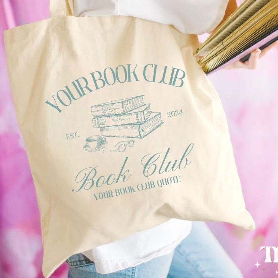 Custom Book Club Tote Bag, Custom Book Tote, Book Club Canvas Bag, Reading Club Bag, Custom Name Book Club, Bookish Tote, Librarian Tote