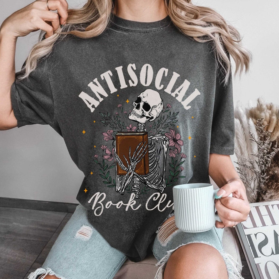 Anti Social Book Club Comfort Color Shirt, Booktrovert Shirt, Bookish Gift, Book Lover Gift, Book Shirt, Book Lover Shirt, Funny Reading Tee