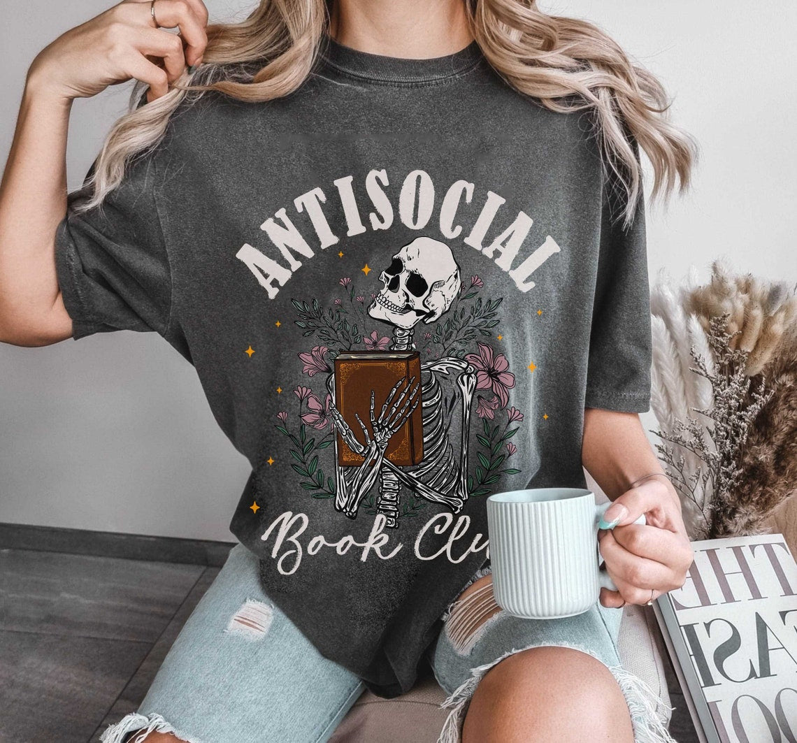 Anti Social Book Club Comfort Color Shirt, Booktrovert Shirt, Bookish Gift, Book Lover Gift, Book Shirt, Book Lover Shirt, Funny Reading Tee