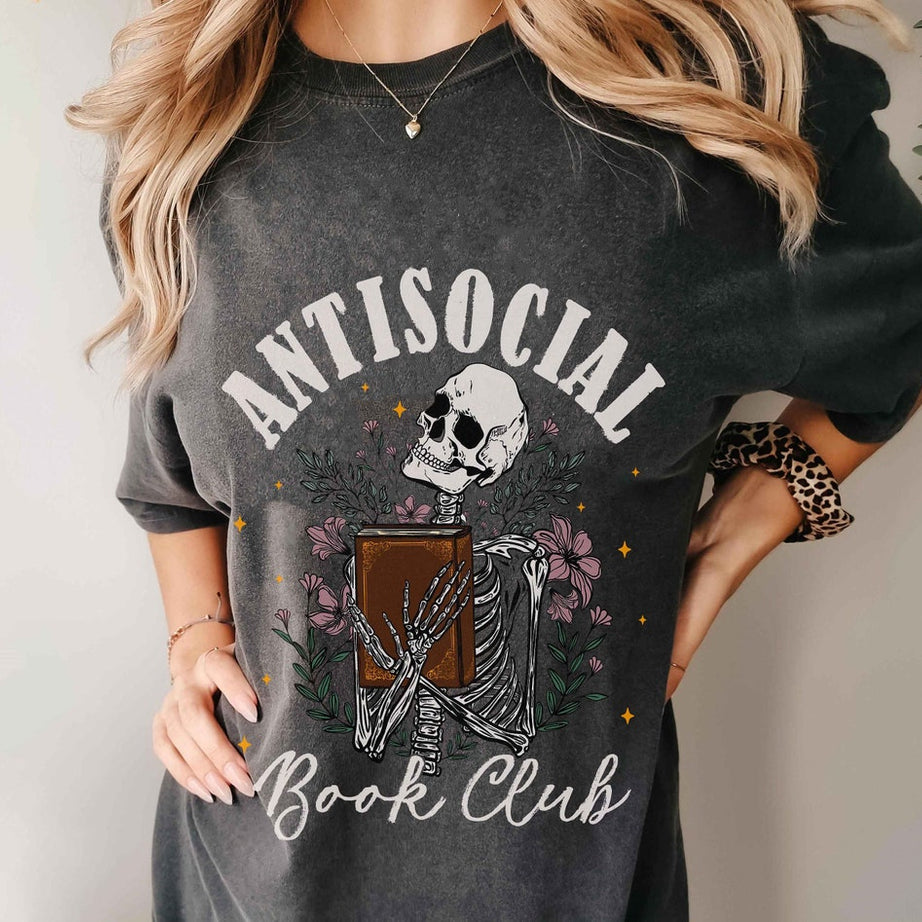 Anti Social Book Club Comfort Color Shirt, Booktrovert Shirt, Bookish Gift, Book Lover Gift, Book Shirt, Book Lover Shirt, Funny Reading Tee