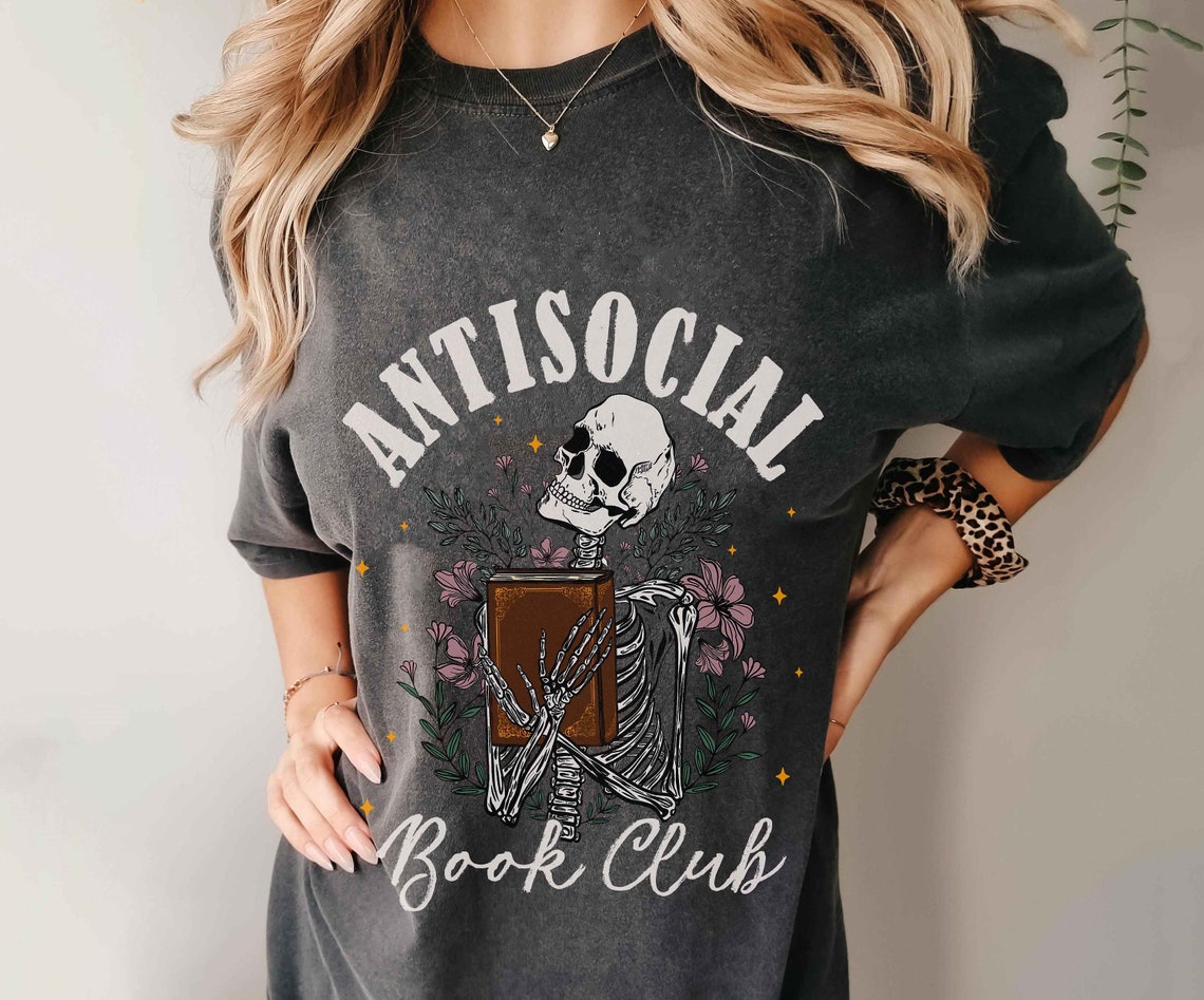 Anti Social Book Club Comfort Color Shirt, Booktrovert Shirt, Bookish Gift, Book Lover Gift, Book Shirt, Book Lover Shirt, Funny Reading Tee