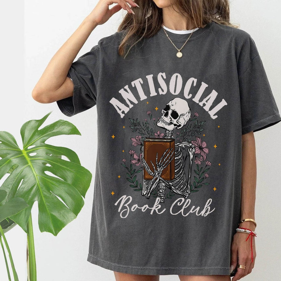 Anti Social Book Club Comfort Color Shirt, Booktrovert Shirt, Bookish Gift, Book Lover Gift, Book Shirt, Book Lover Shirt, Funny Reading Tee