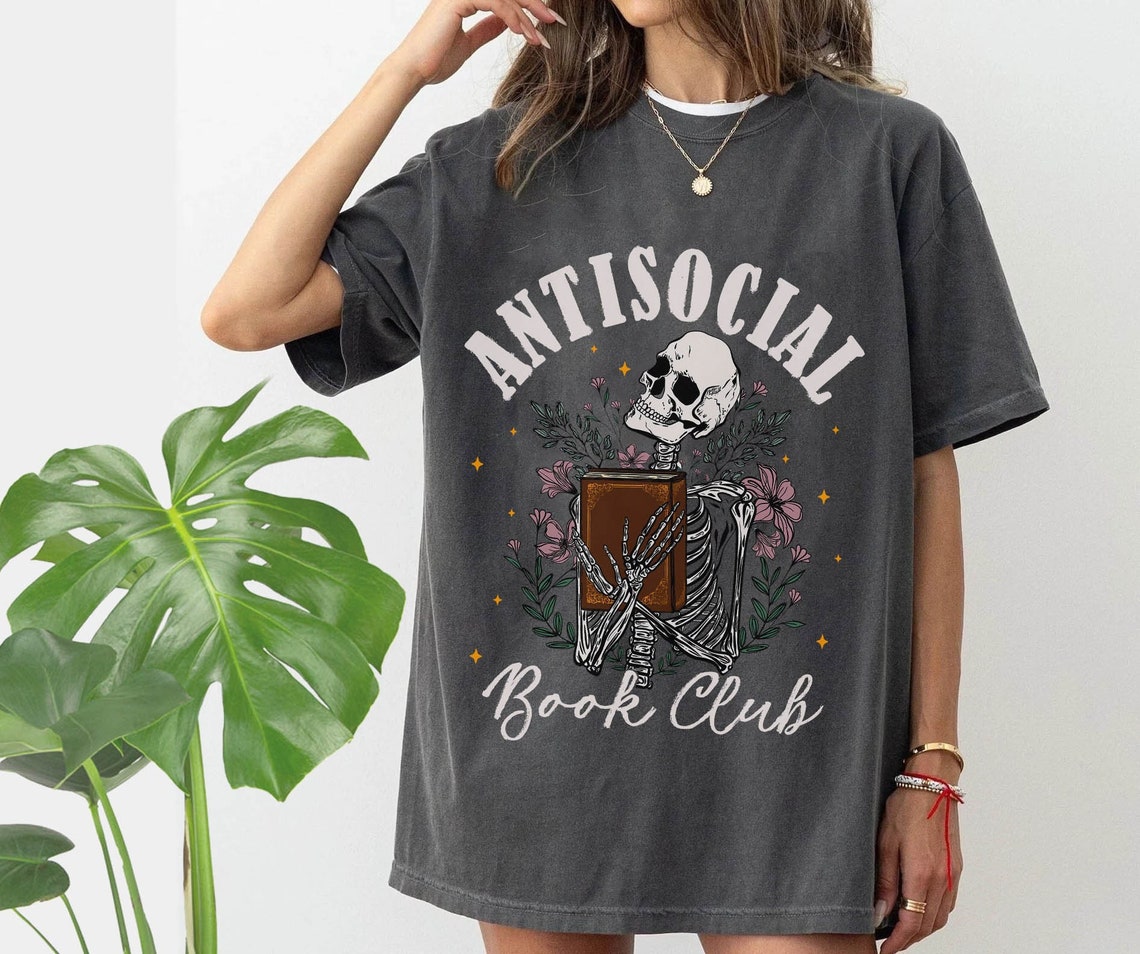 Anti Social Book Club Comfort Color Shirt, Booktrovert Shirt, Bookish Gift, Book Lover Gift, Book Shirt, Book Lover Shirt, Funny Reading Tee
