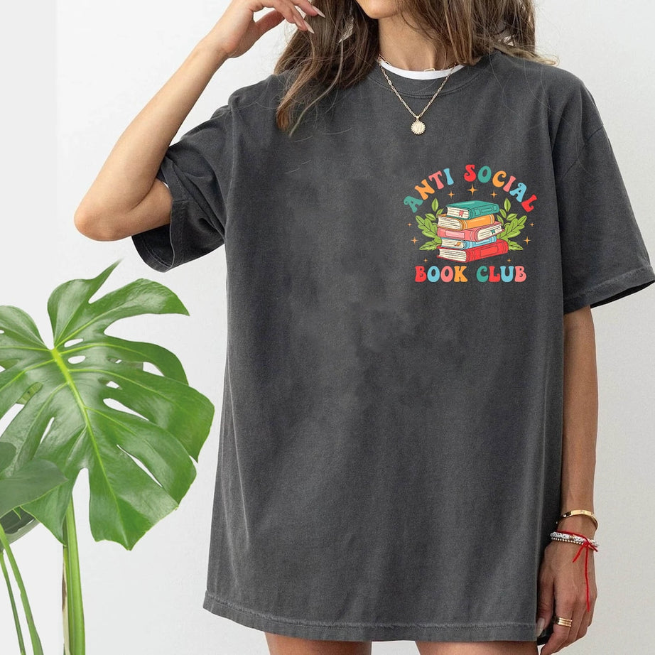 Anti Social Book Club Comfort Color Shirt, Booktrovert Shirt, Bookish Gift, Book Lover Gift, Book Shirt, Book Lover Shirt, Funny Reading Tee