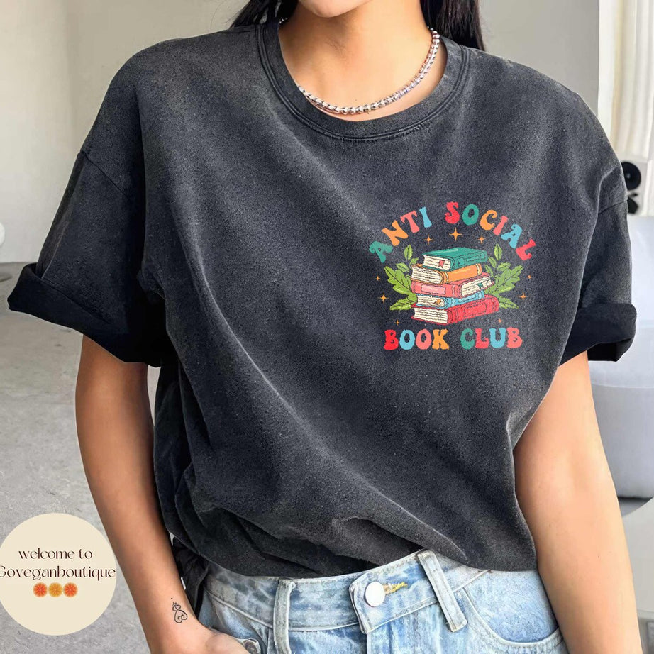 Anti Social Book Club Comfort Color Shirt, Booktrovert Shirt, Bookish Gift, Book Lover Gift, Book Shirt, Book Lover Shirt, Funny Reading Tee