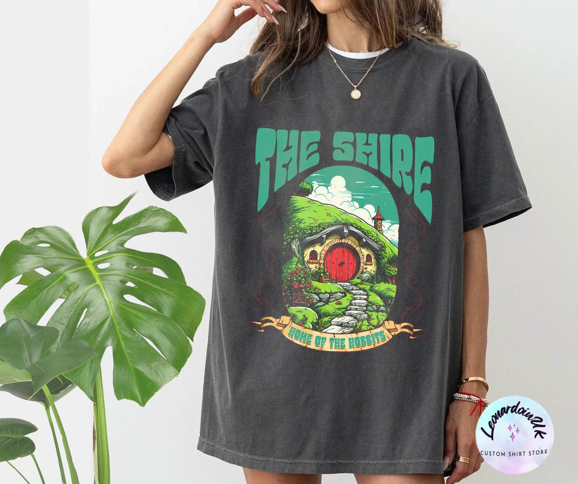 The Shire Shirt, Distressed Fantasy Merch, Tolkien Aragorn Frodo Baggins Elven Elrond the Fellowship Bookish Shirt, Hobbit Shirt