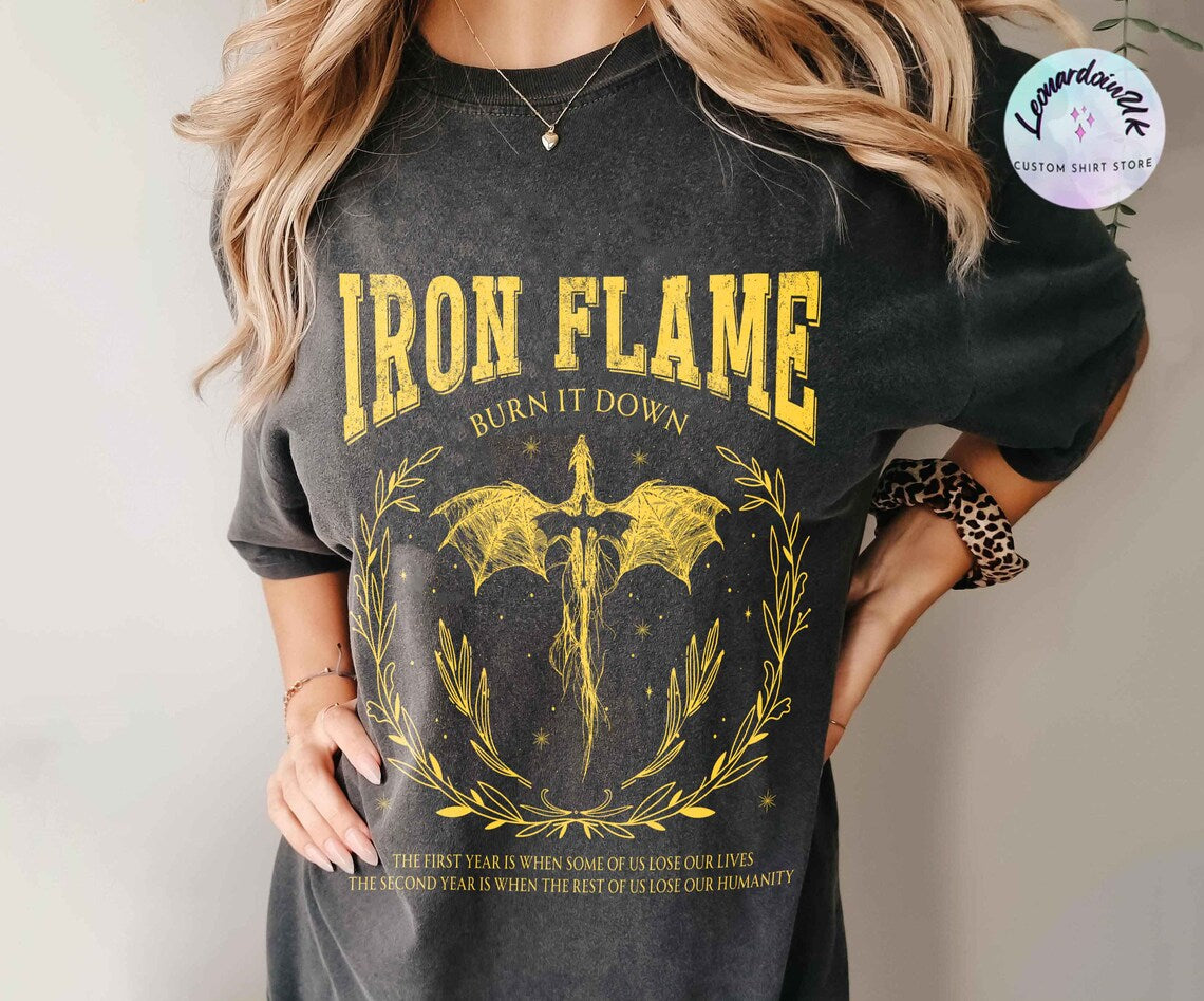 Iron Flame Comfort Color Shirt, Fourth Wing Shirt, Rebecca Yarros Shirt, Dragon Rider Shirt, Violt Sorrengail, Bookish, Basgiath War College