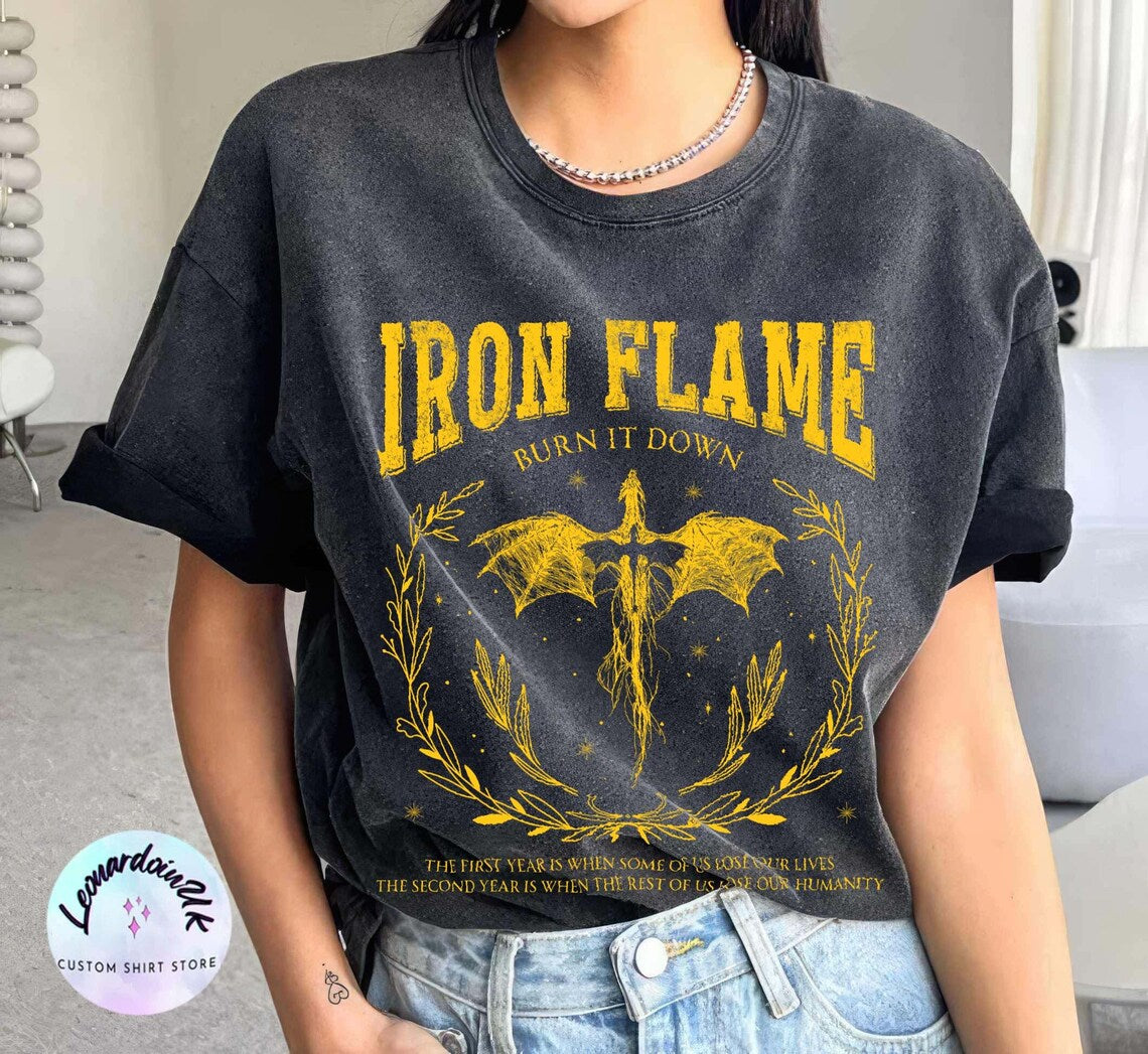 Iron Flame Comfort Color Shirt, Fourth Wing Shirt, Rebecca Yarros Shirt, Dragon Rider Shirt, Violt Sorrengail, Bookish, Basgiath War College