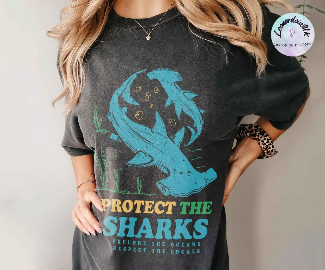Protect the Sharks Shirt, Shark Comfort Color Shirt, Shark Shirt, VSCO Shirt, Surfing Shirt, Respect the Locals Shirt, Shark Lover Gift