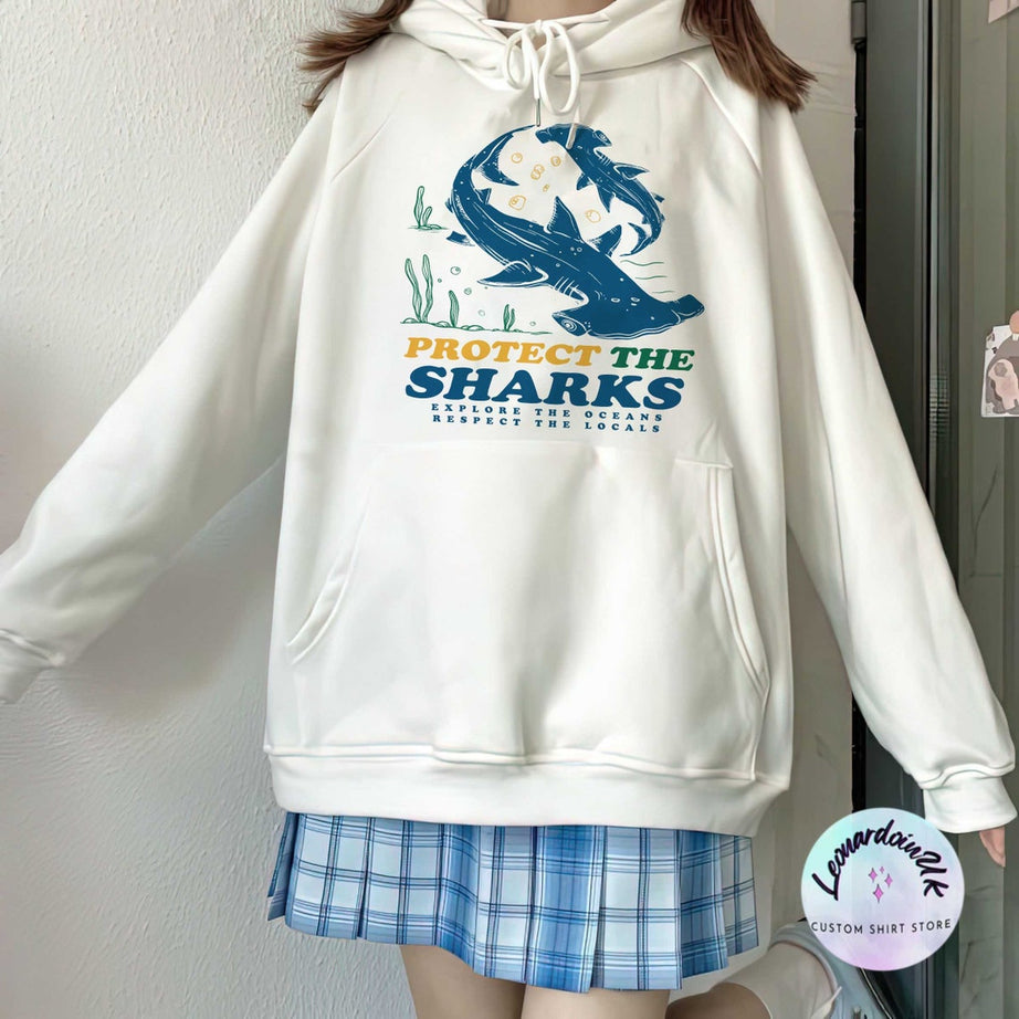 Shark Hoodie, Protect the Sharks Shirt, Shark Sweatshirt, VSCO Hoodie, Surfing Hoodie, Respect the Locals Hoodie, Shark Lover Gift