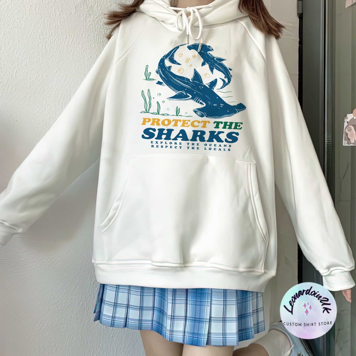 Shark Hoodie, Protect the Sharks Shirt, Shark Sweatshirt, VSCO Hoodie, Surfing Hoodie, Respect the Locals Hoodie, Shark Lover Gift