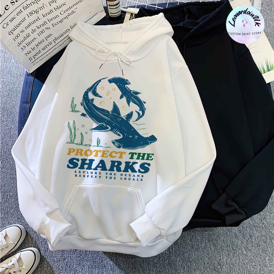 Shark Hoodie, Protect the Sharks Shirt, Shark Sweatshirt, VSCO Hoodie, Surfing Hoodie, Respect the Locals Hoodie, Shark Lover Gift