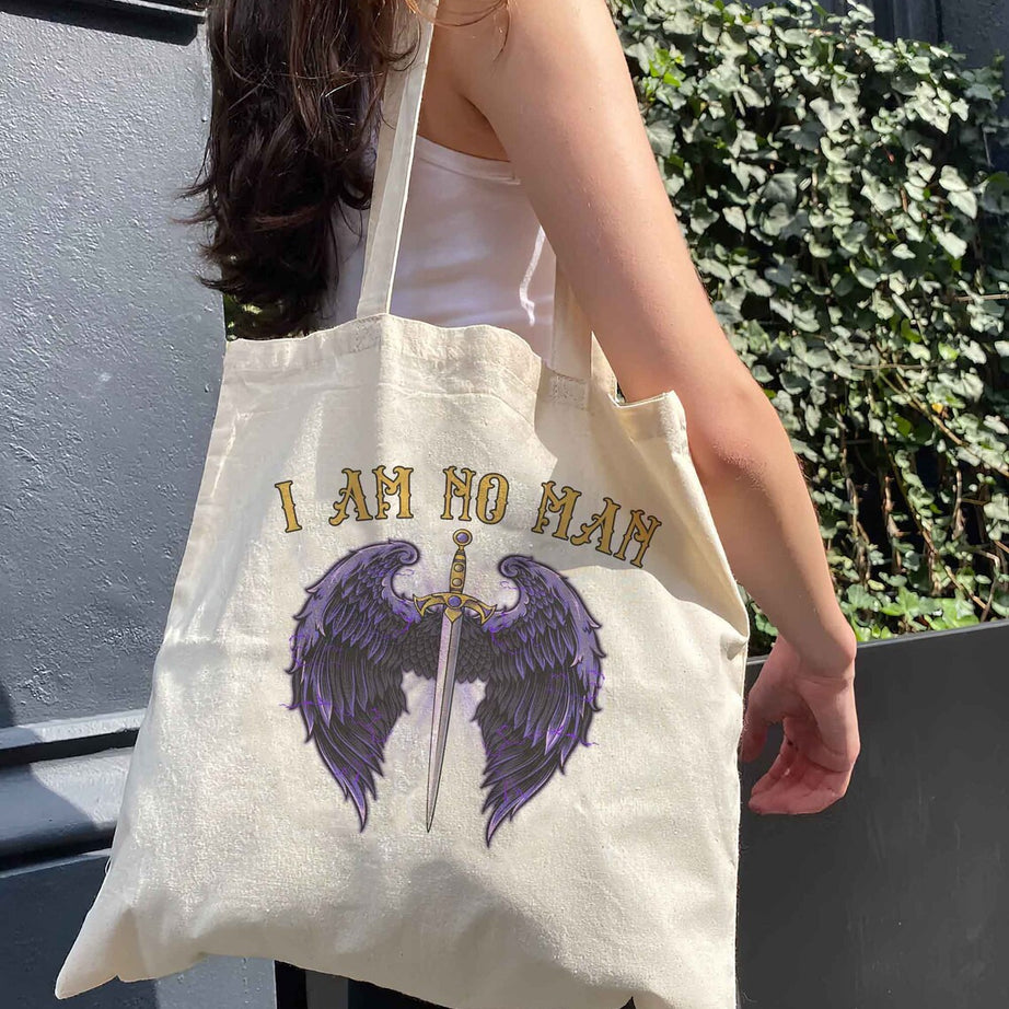 I Am No Man Tote Bag, Bookish Gift for Her, Fantasy Book Tote Bag, Feminist Literature Tote Bag