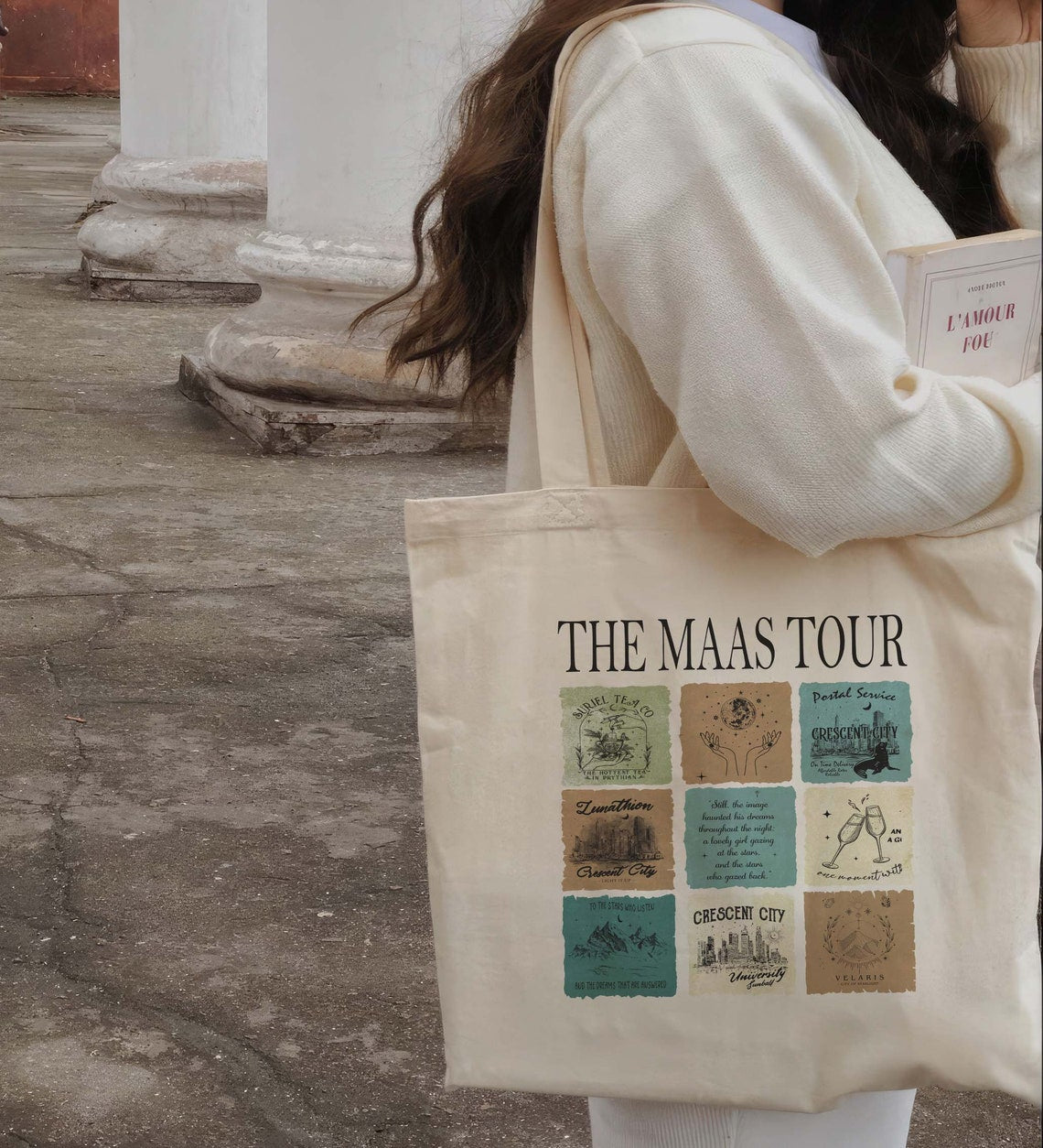 Sarah J. Maas Eras Tour Tote Bag, the Maas Tour Tote Bag, ACOTAR, Crescent City, Throne of Glass Merch, SJM Fan Apparel