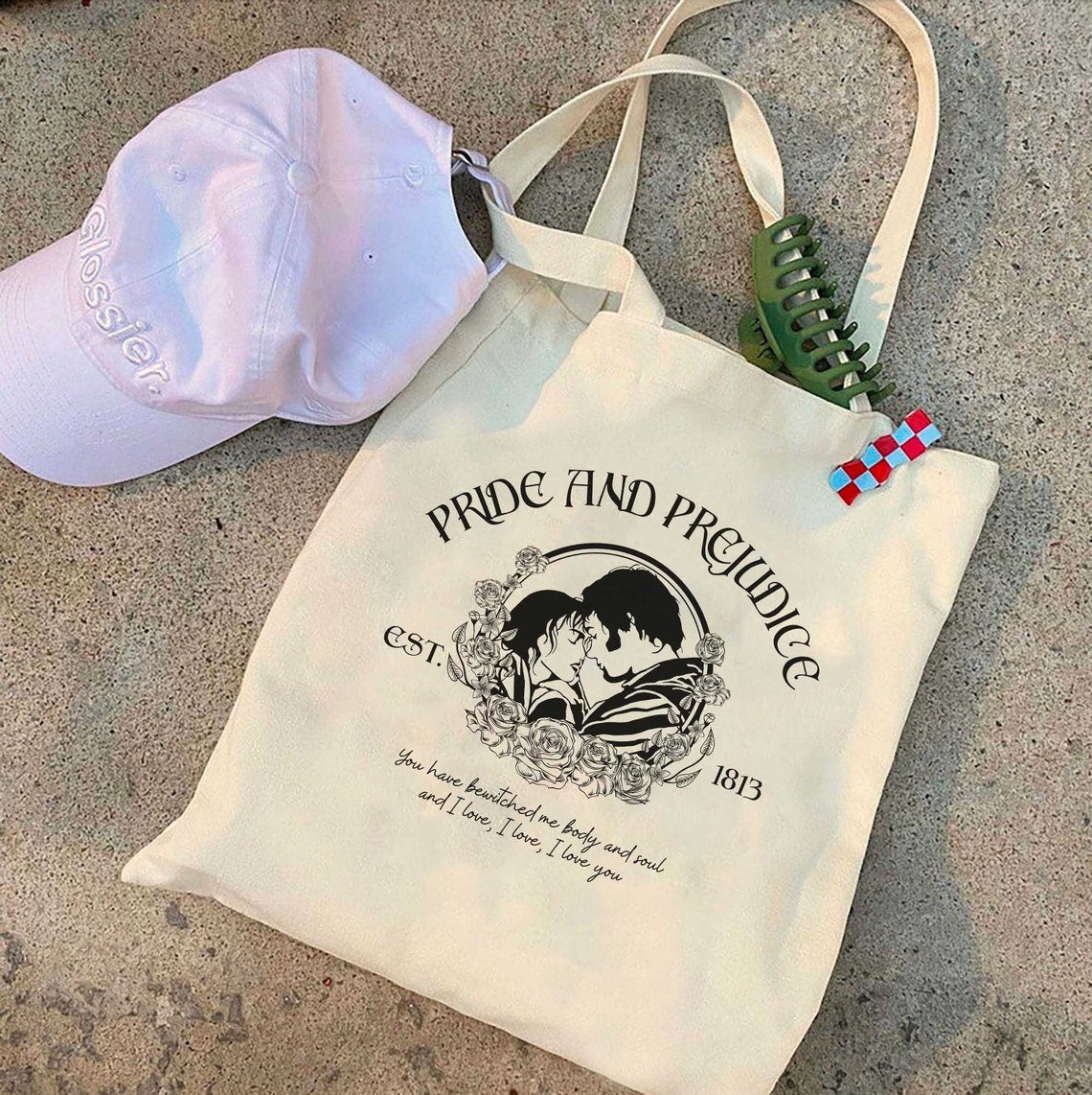 Pride and Prejudice Tote Bag, Pemberley House Tote Bag, Mr, Darcy and Elizabeth Bennet Tote Bag, Jane Austen Tote Bag, Book Lover Tote Bag