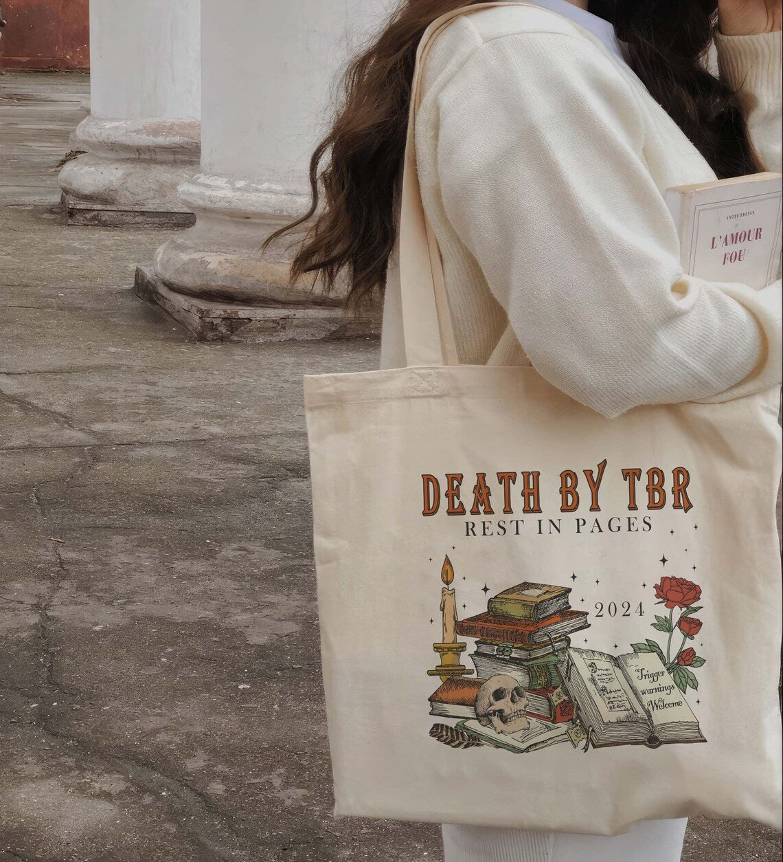 Death by TBR Tote Bag, Book Lover, Reading Tote Bag, Bibliophiles, Bookish Merch, Bookworm Gift, Book Addict
