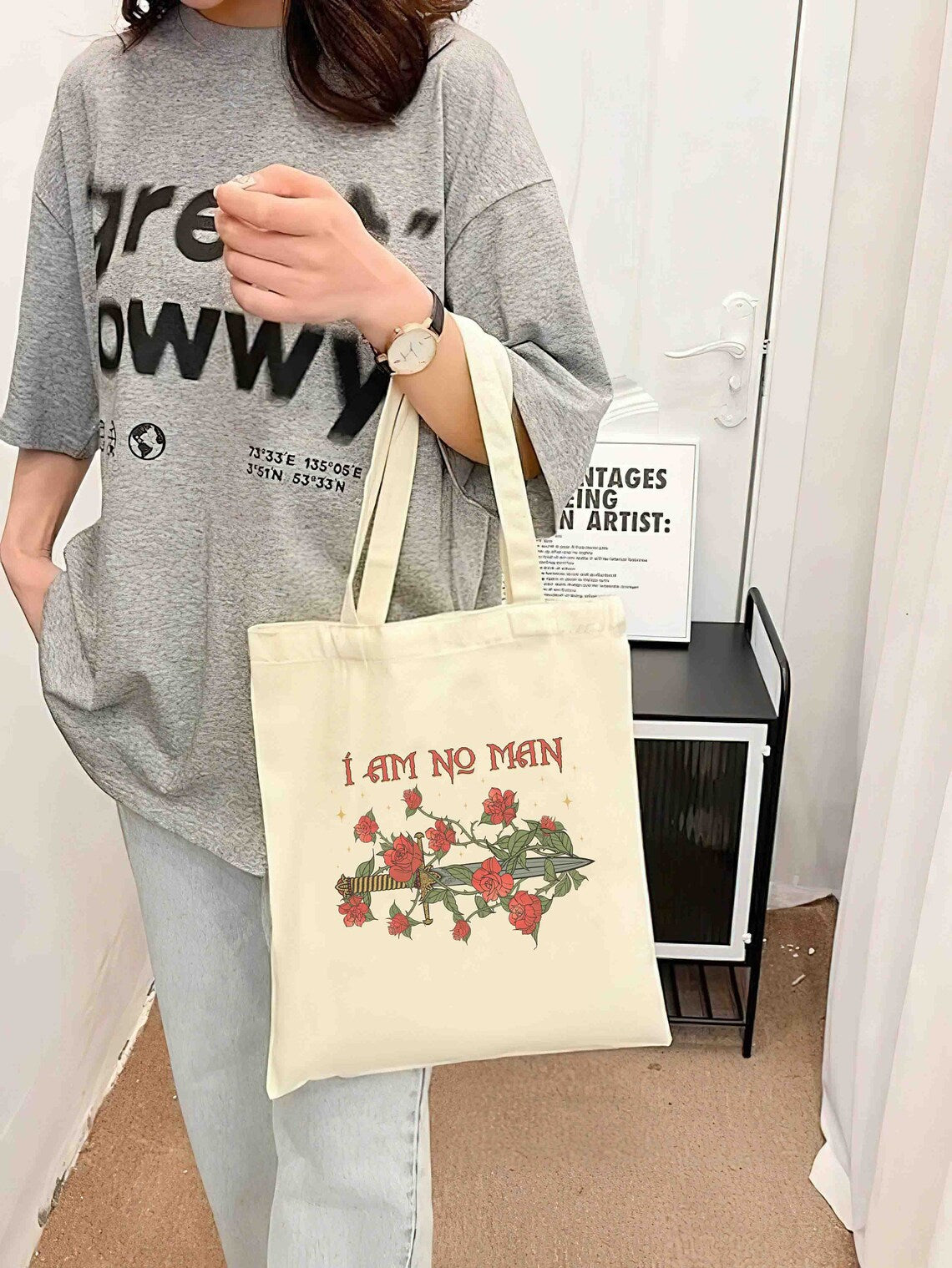 I Am No Man Tote Bag, Fantasy Reader Tote Bag, Book Gift for Her, Bookish Gift, Bookish Gift for Her, Epic Fantasy Book, I Am No Man Bag