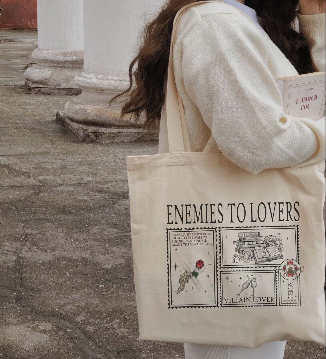 Enemies to Lovers Tote Bag, Morally Grey Tote Bag, Romantasy Tote Bag, Retro Reader Tote Bag, Hot Girls Read Spicy Booktok Merch