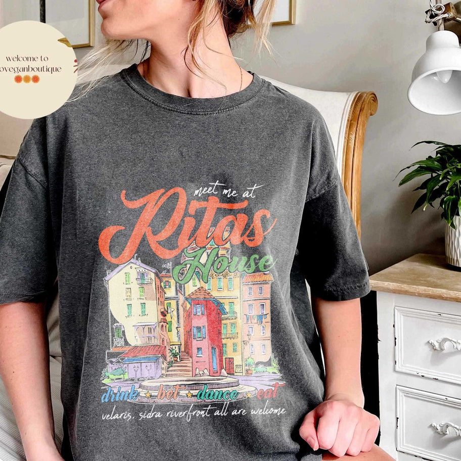 Rita's Bar Acotar Comfort Color Shirt, Velaris Night Court Licensed SJM Merch SJM Universe Feyre Nesta Cassian Rhysand Morrigan Merch