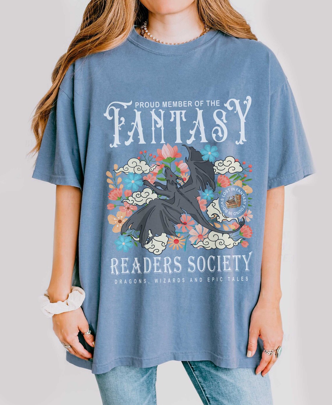 Fantasy Readers Society Comfort Colors Shirt, Bookish Shirt for Romance, Readers Vintage, Reading Shirt, Gift for Book Lovers, Bookish Gift