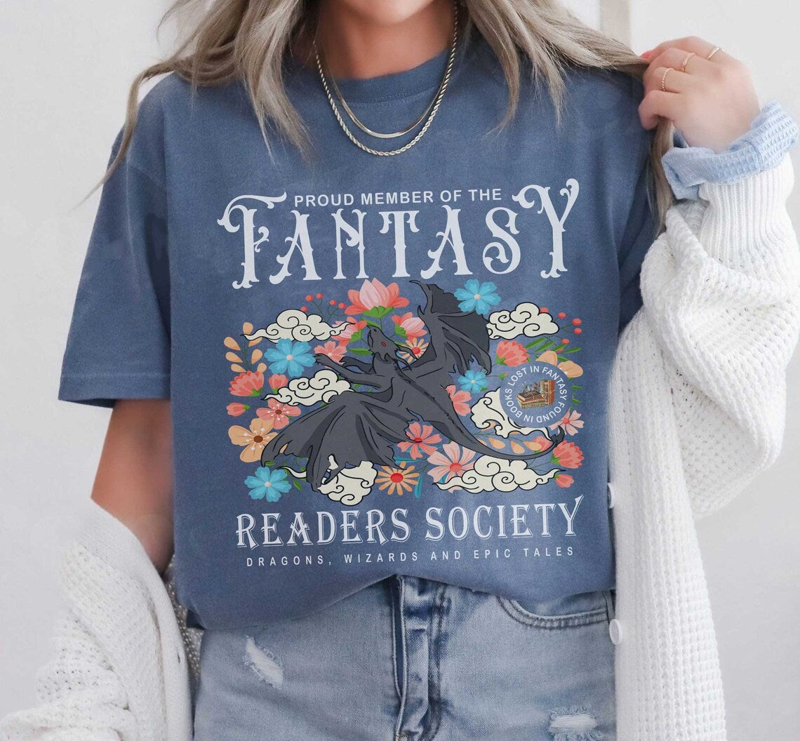 Fantasy Readers Society Comfort Colors Shirt, Bookish Shirt for Romance, Readers Vintage, Reading Shirt, Gift for Book Lovers, Bookish Gift