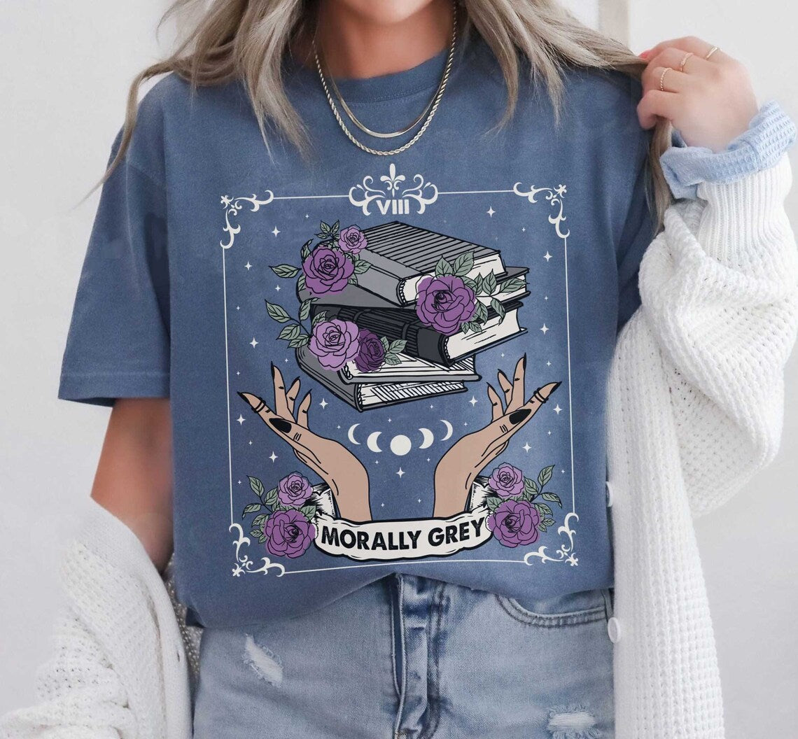 Morally Grey Book Club Comfort Colors Shirt, Dark Romance Shirt, Spooky Season Shirt, Bookish Shirt, Vintage Bookish, Gift for Book Lover