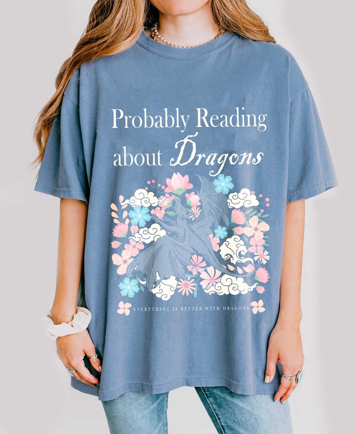 Probably Reading About Dragons Comfort Colors Shirt, Fourth Wing, Booktok, Librarian Gift, Bookish Shirt, Bookish Merch, Fourth Wing