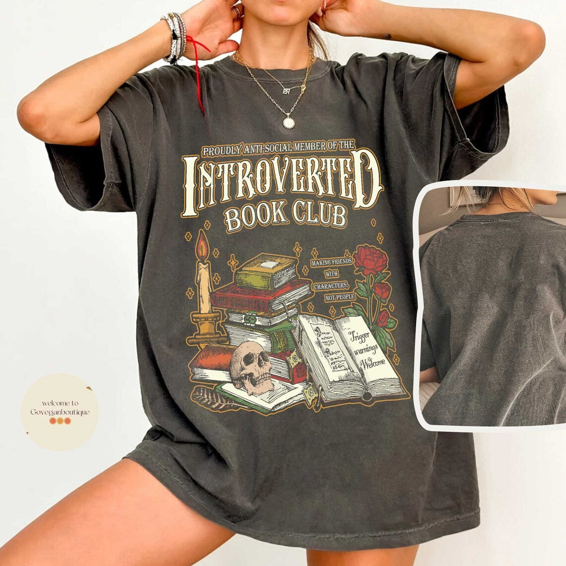 Introverted Book Club Comfort Color Shirt, Romance Reader, Book Lover Antisocial, Reading Gift for Bookworm & Bibliophilesn, Bookish Shirt