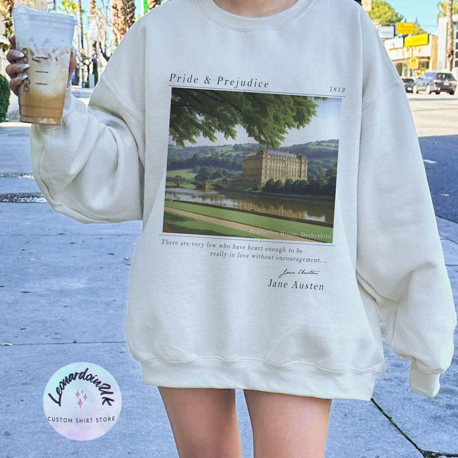 Pride and Prejudice Sweatshirt, Pemberley House Shirt, Mr. Darcy and Elizabeth Bennet Sweatshirt, Jane Austen Shirt, Book Lover Sweatshirt