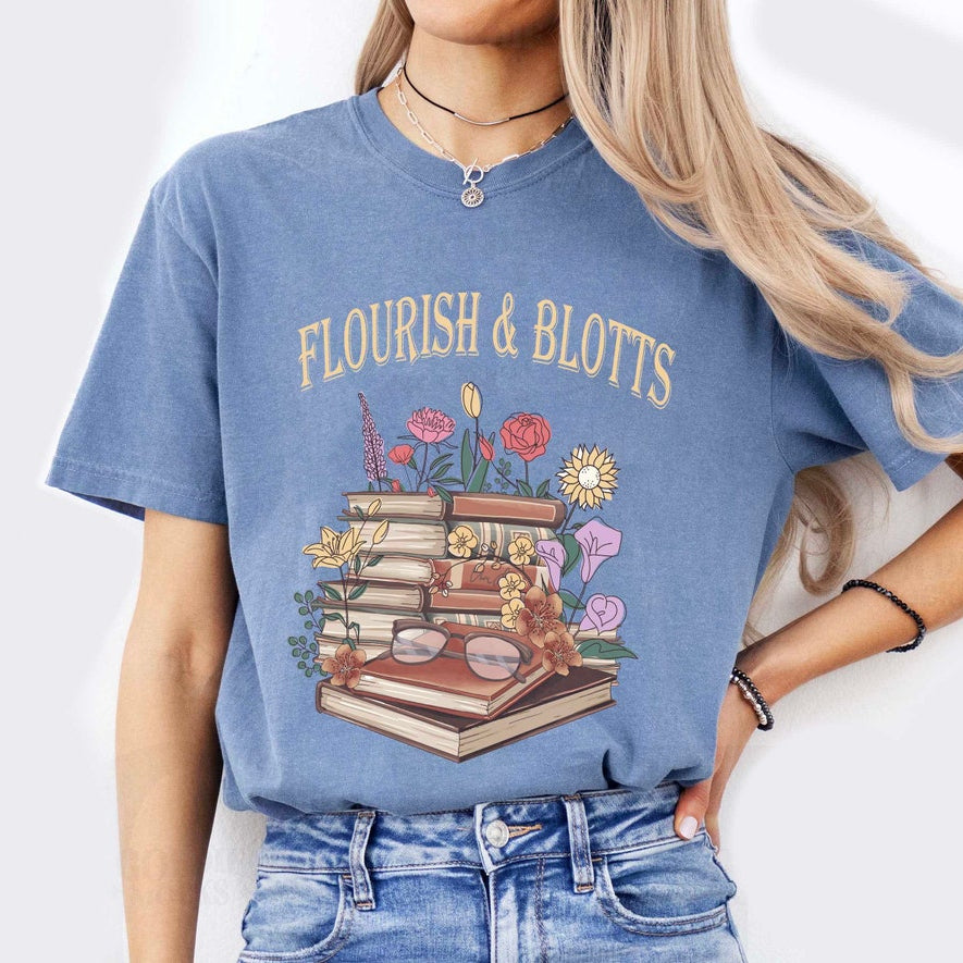 Flourish & Blotts Book Comfort Colors Shirt, Bookish Shirt