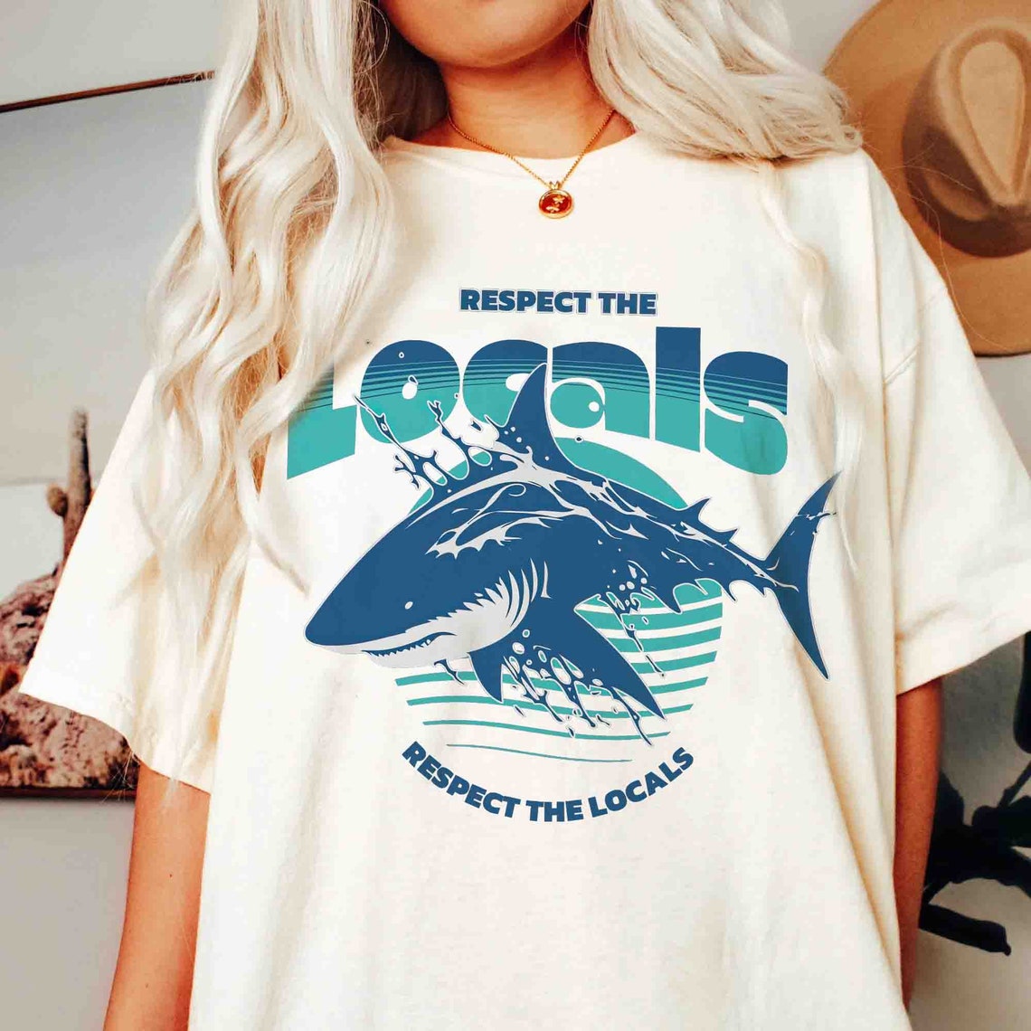 Sharks Respect the Locals Shirt, Shark Sweatshirt for Women, Shark Shirt, Shark Gifts, Shark Sweater, Save the Ocean Shirt