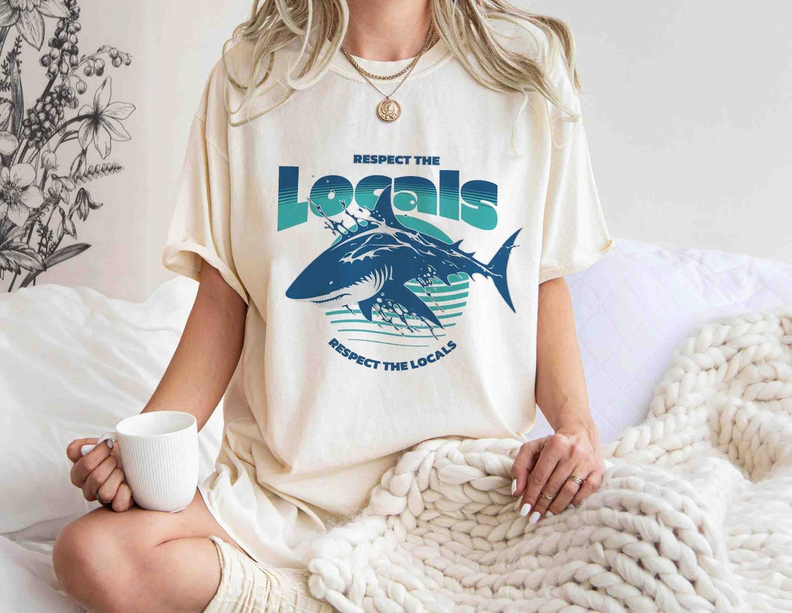 Sharks Respect the Locals Shirt, Shark Sweatshirt for Women, Shark Shirt, Shark Gifts, Shark Sweater, Save the Ocean Shirt