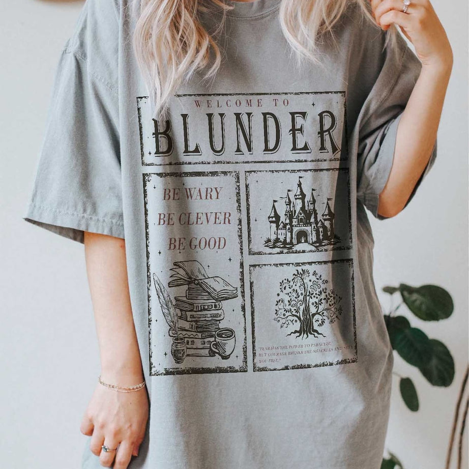 One Dark Window Comfort Colors Shirt, Blunder Be Wary Be Clever Be Good, Licensed Shepherd King, Rachel Gillig, Elspeth Spindle, Destrier