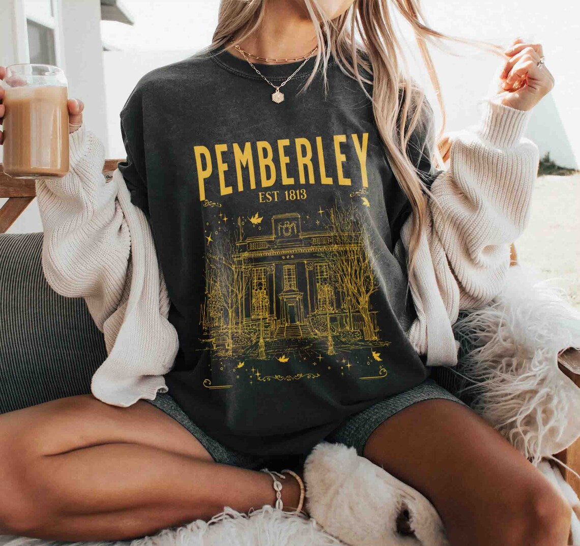Pemberley Pride and Prejudice Jane Austen Comfort Colors Shirt, Book Lover Gift, Book Shirt, Booktok Bookstagram Bookish Gift, Book Lover
