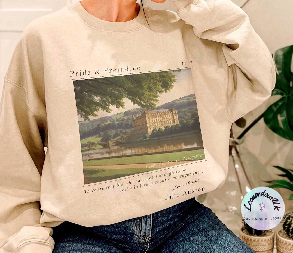 Pride and Prejudice Sweatshirt, Pemberley House Shirt, Mr. Darcy and Elizabeth Bennet Sweatshirt, Jane Austen Shirt, Book Lover Sweatshirt