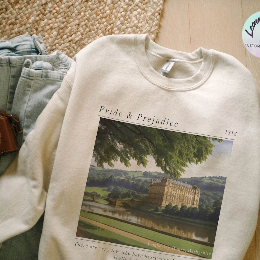 Pride and Prejudice Sweatshirt, Pemberley House Shirt, Mr. Darcy and Elizabeth Bennet Sweatshirt, Jane Austen Shirt, Book Lover Sweatshirt