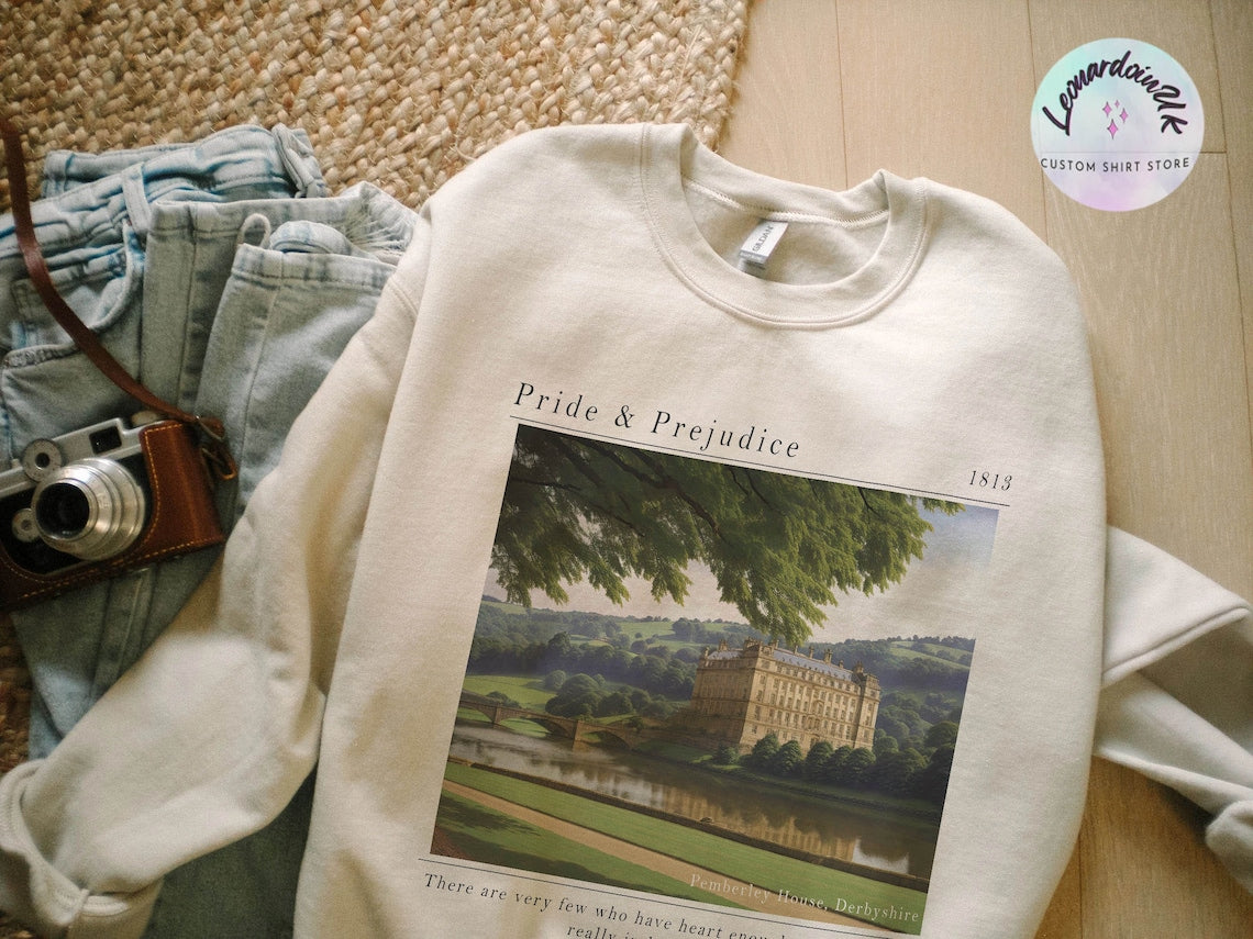 Pride and Prejudice Sweatshirt, Pemberley House Shirt, Mr. Darcy and Elizabeth Bennet Sweatshirt, Jane Austen Shirt, Book Lover Sweatshirt