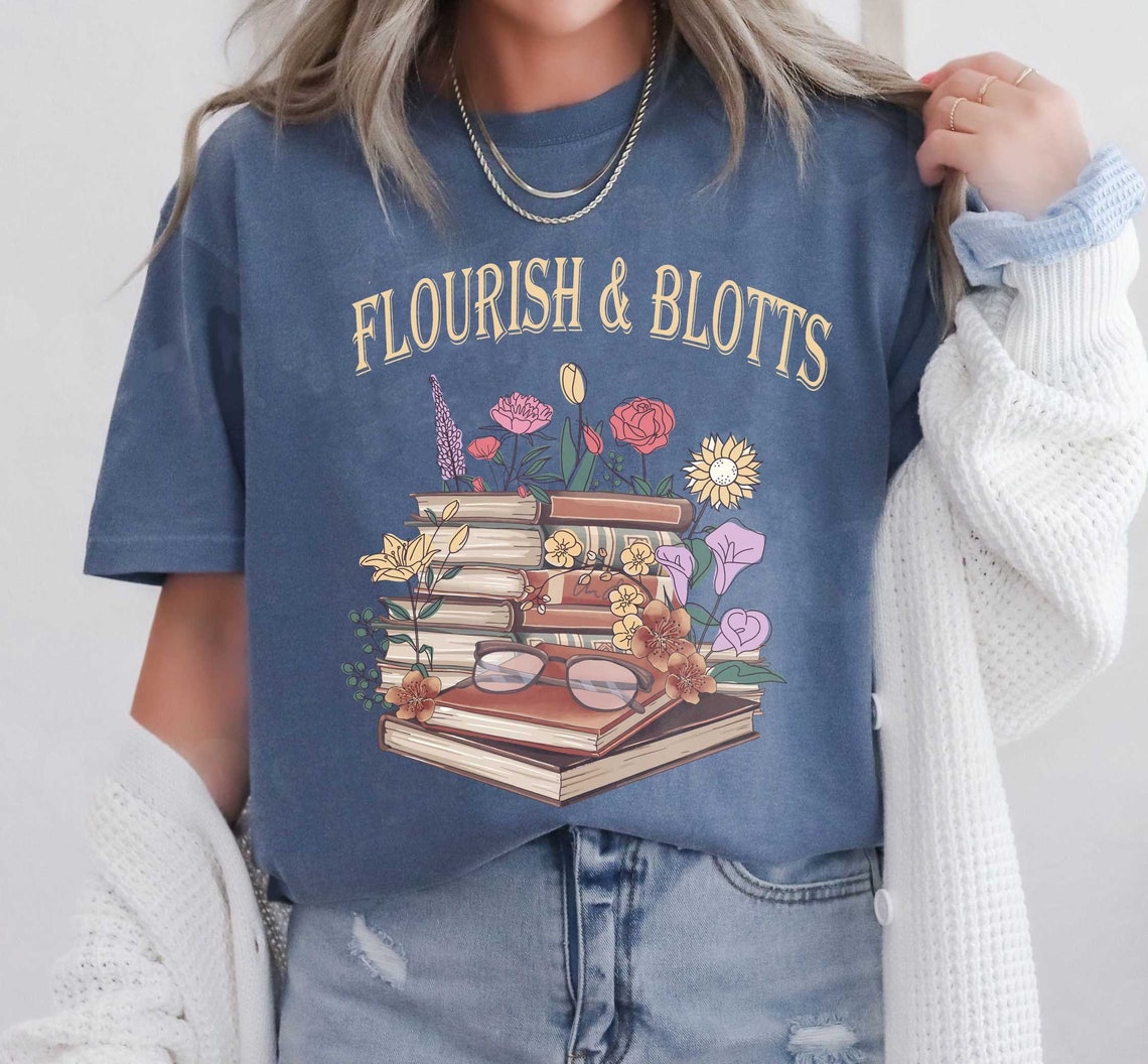 Flourish & Blotts Book Comfort Colors Shirt, Bookish Shirt