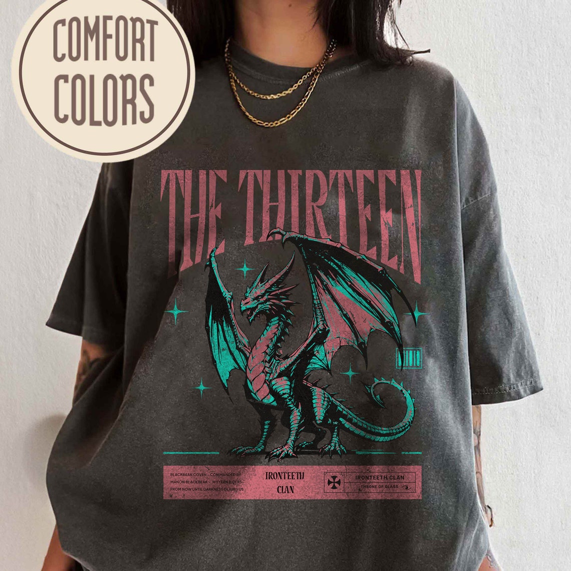 The Thirteen Comfort Colors Shirt, Throne of Glass Shirt, Manon Blackbeak Ironteeth Witches Dorian Haviliard Licensed SJM Merch Terrasen