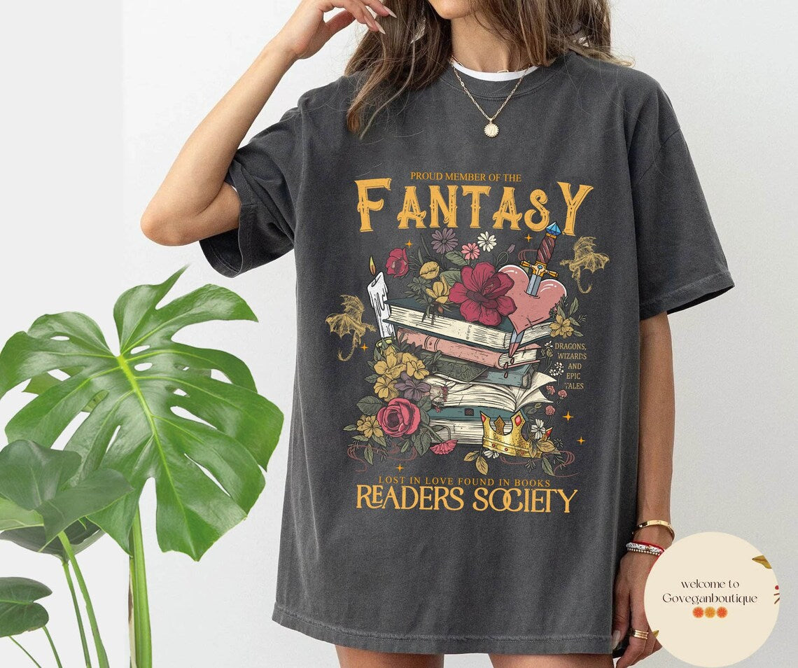 Fantasy Readers Society Comfort Colors Shirt, Romance Shirt, Readers Vintage, Reading Shirt, Gift for Book Lovers, Bookish Gift, Bookish