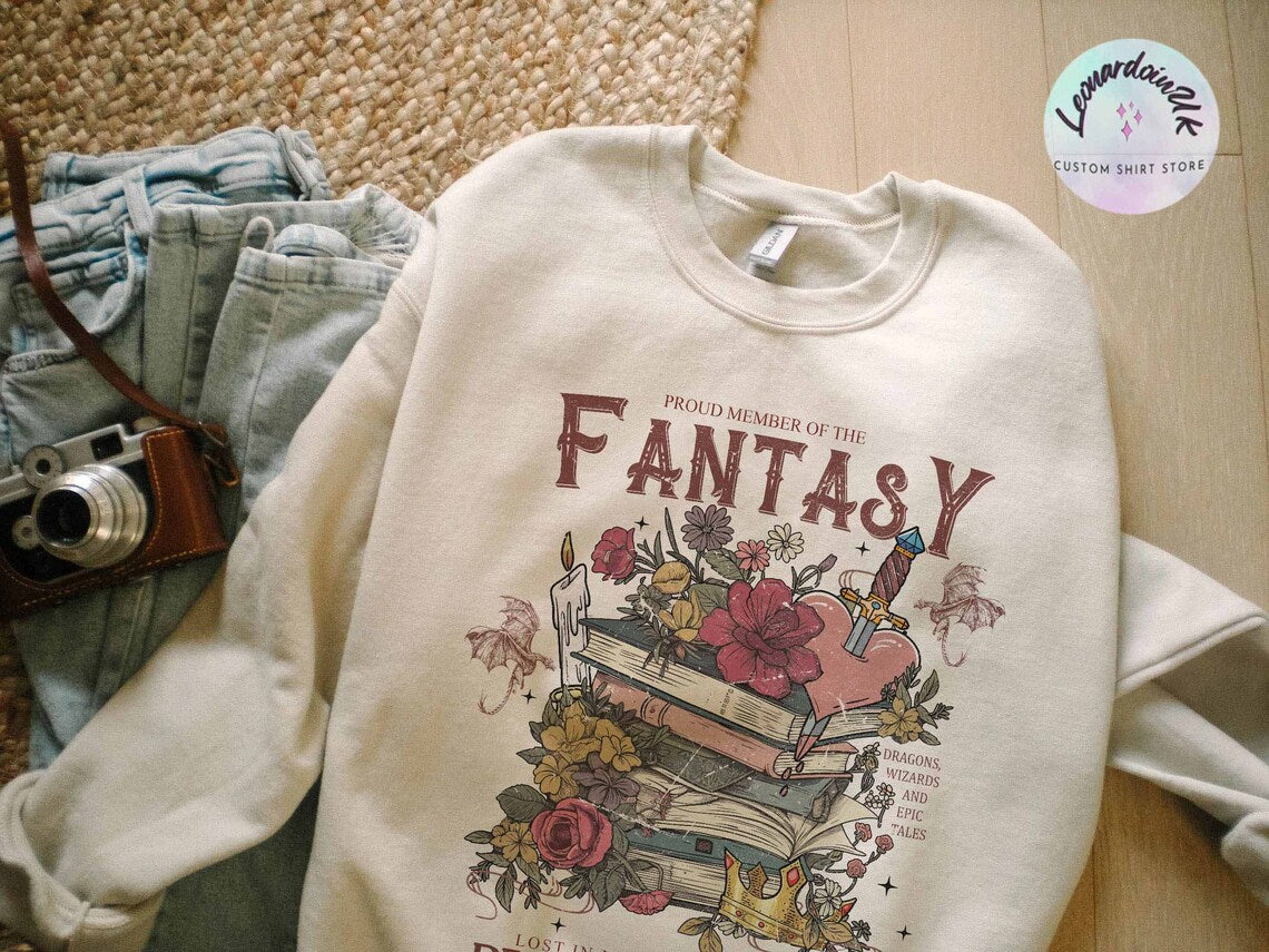 Fantasy Readers Society Sweatshirt, Bookish Shirt for Romance, Readers Vintage, Reading Shirt for Women, Gift for Book Lovers, Bookish Gift