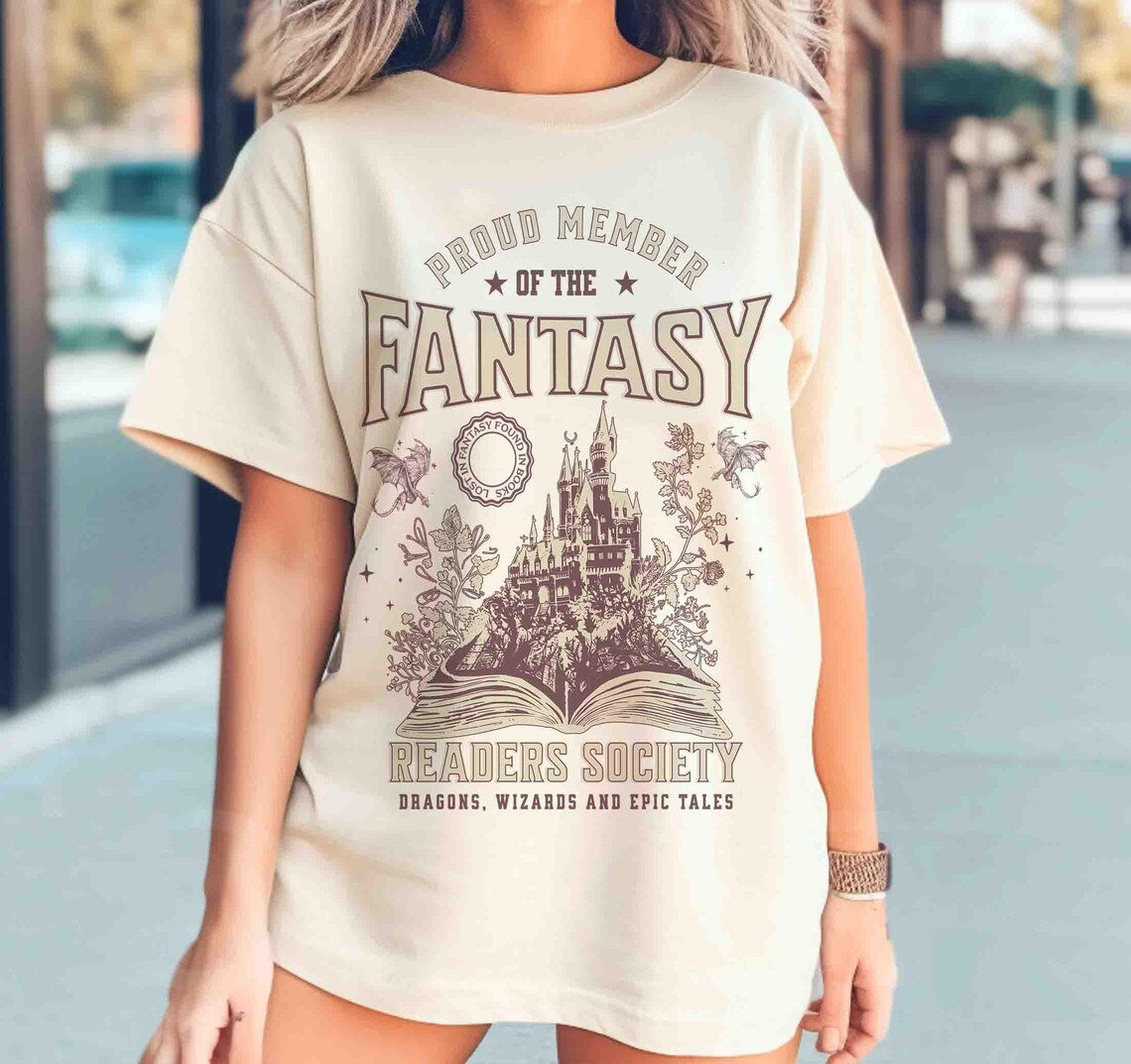 Fantasy Readers Society Shirt, Bookish Shirt for Romance, Readers Vintage, Reading Shirt, Gift for Book Lovers, Bookish Gift