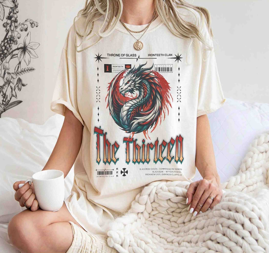 The Thirteen Comfort Colors Shirt, Throne of Glass Shirt, Manon Blackbeak Ironteeth Witches Dorian Haviliard Licensed SJM Merch Terrasen